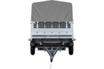 Remorque voiture 264×150 UNITRAILER GARDEN 265 KIPP avec ridelles grillagées, arceau H-800 et bâche grise – Image 7
