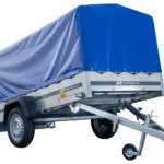 Remorque voiture longue GARDEN TRAILER 264 KIPP avec roue jockey et bâche bleue