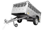 Remorque voiture utilitaire 200×125 avec bâche plate, ridelles grillagées et roue jockey – Garden Trailer 201 KIPP