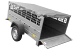 Remorque voiture utilitaire 200×125 avec bâche plate, ridelles grillagées et roue jockey – Garden Trailer 201 KIPP – Image 5
